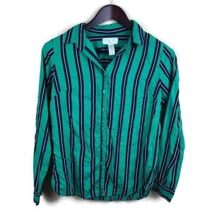 Midnight Sky Womens Blouse, Green Blue Small